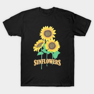 Repeated Sunflowers Floral Design Created With Circles T-Shirt